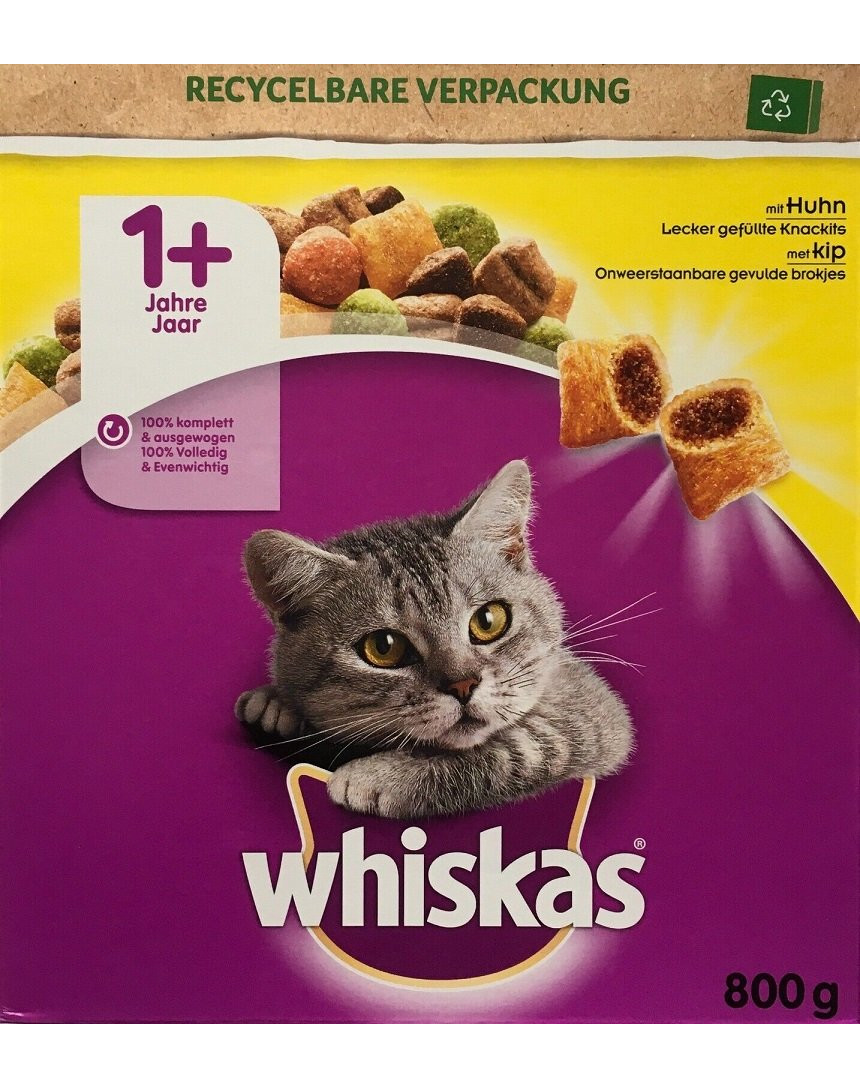 mit Katzenfutter Katze Huhn :: WHISKAS und Katzentrockenfutter Katzenfutter :: 5x800g Adult+1 Snacks trocken ::